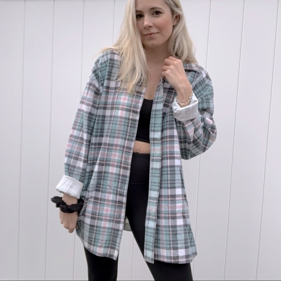Vintage Oversized Corduroy Plaid Button Down Top